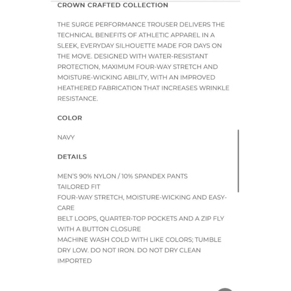 NWT Peter Millar Surge Peformance Trouser Navy Blue Patterned Mens W33 L32 $168 - Picture 6 of 6